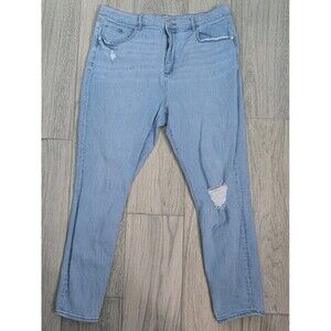 Loft Jeans Women's 16 33x26 Modern Skinny‎ Crop Ripped Stone Wash Blue Denim 152